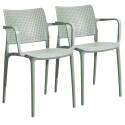 Lot de 2 chaises de terrasse avec accoudoirs en plastique