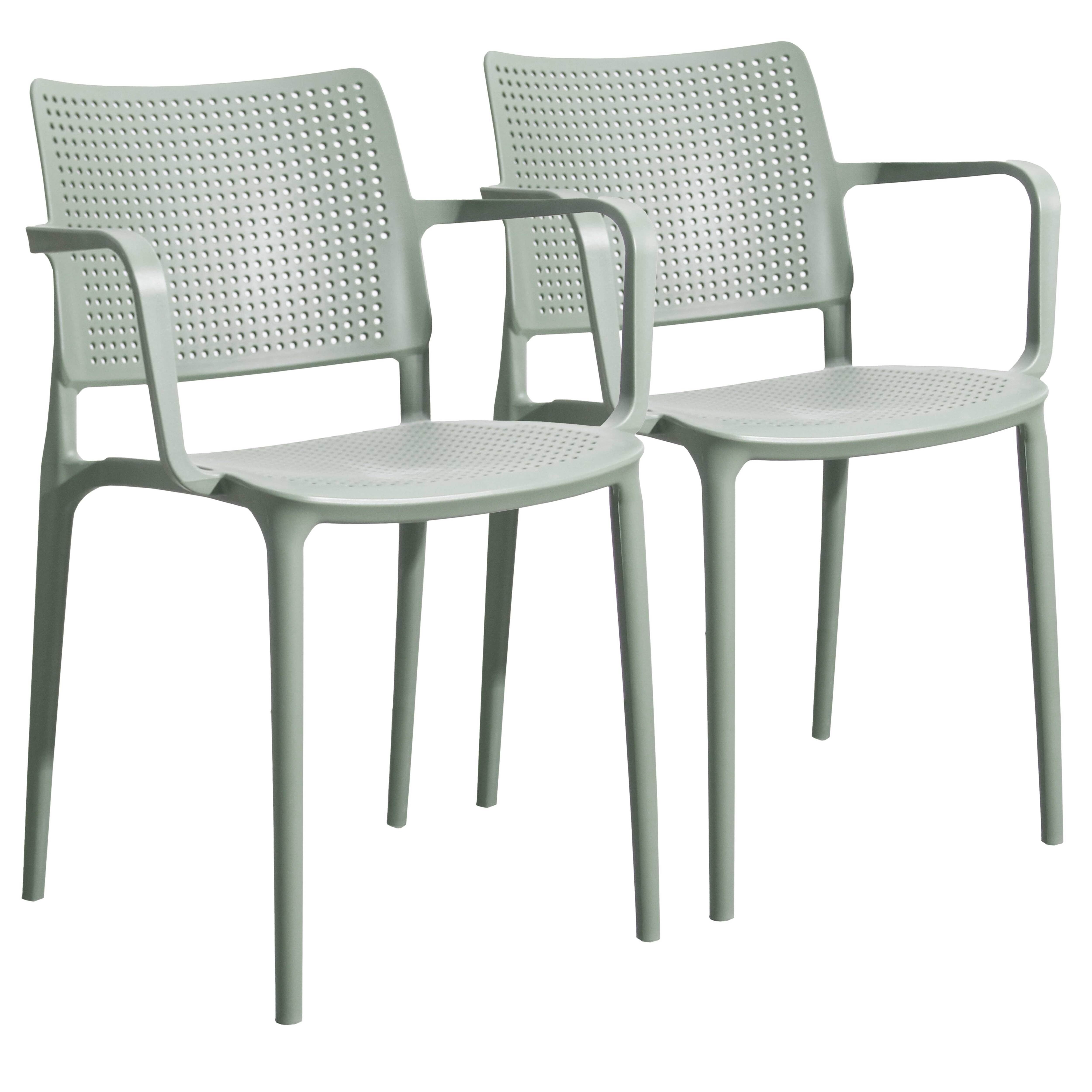 Chaises de terrasse de restaurant en plastique avec accoudoirs ajourées - Lot de 2