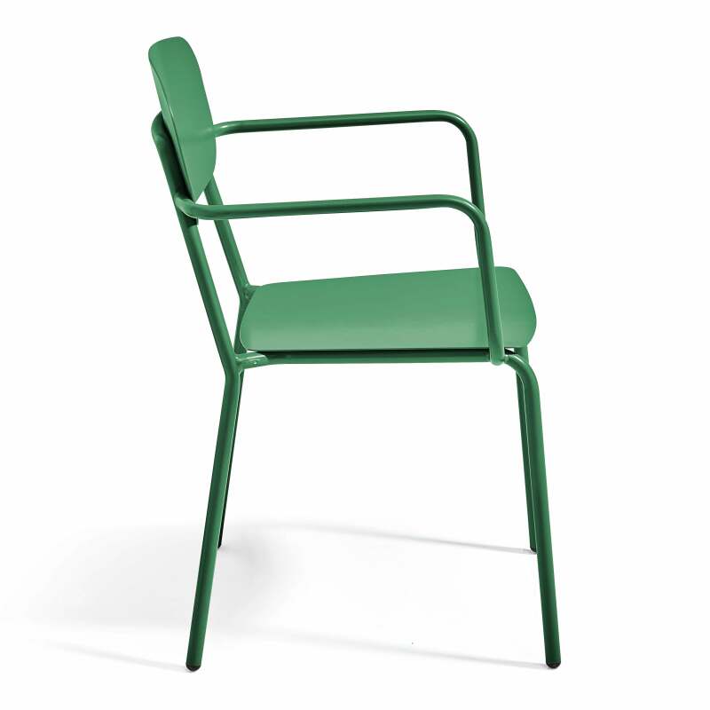 Table de terrasse carrée ( 75 x 75 x 76 cm) et 4 chaises avec accoudoirs en aluminium (3/7)