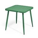 Table de terrasse carrée ( 75 x 75 x 76 cm) et 4 chaises avec accoudoirs en aluminium