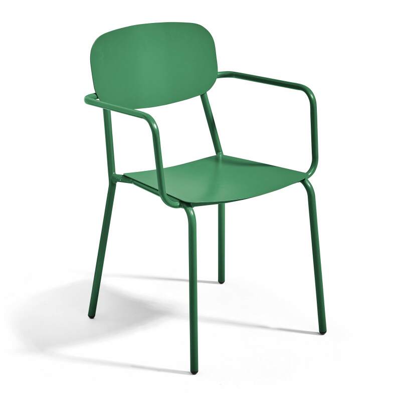 Table de terrasse carrée ( 75 x 75 x 76 cm) et 4 chaises avec accoudoirs en aluminium (5/7)