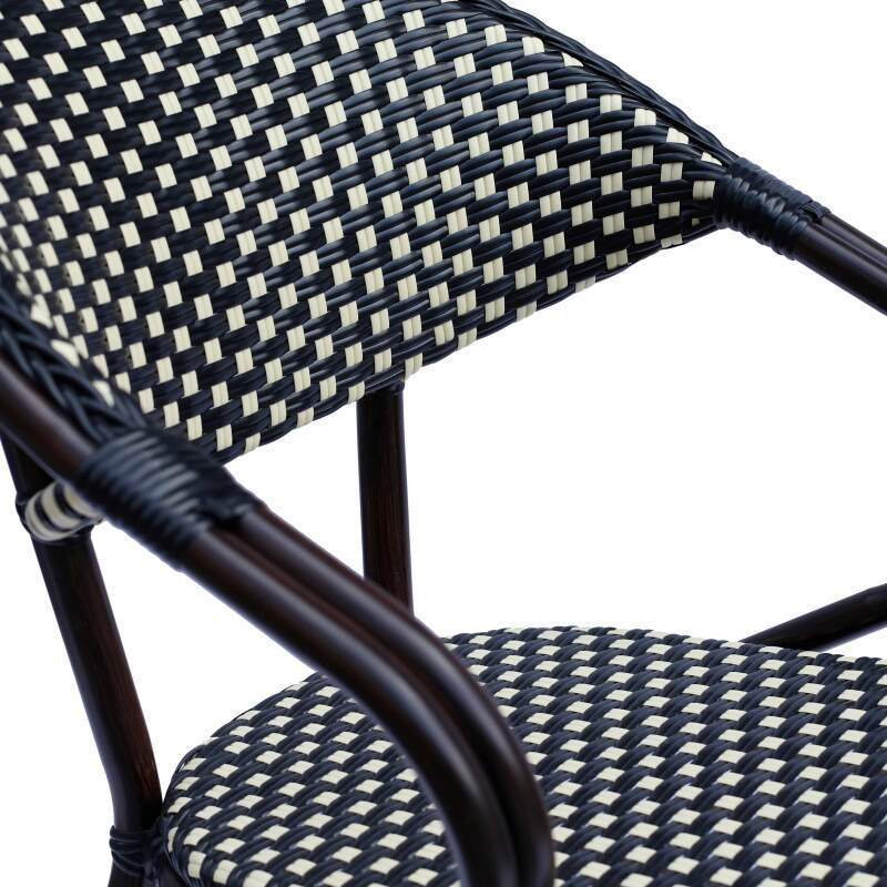 Chaise de bistrot parisien en aluminium et rotin synthétique