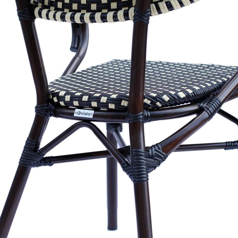 Chaise de bistrot parisien en aluminium et rotin synthétique