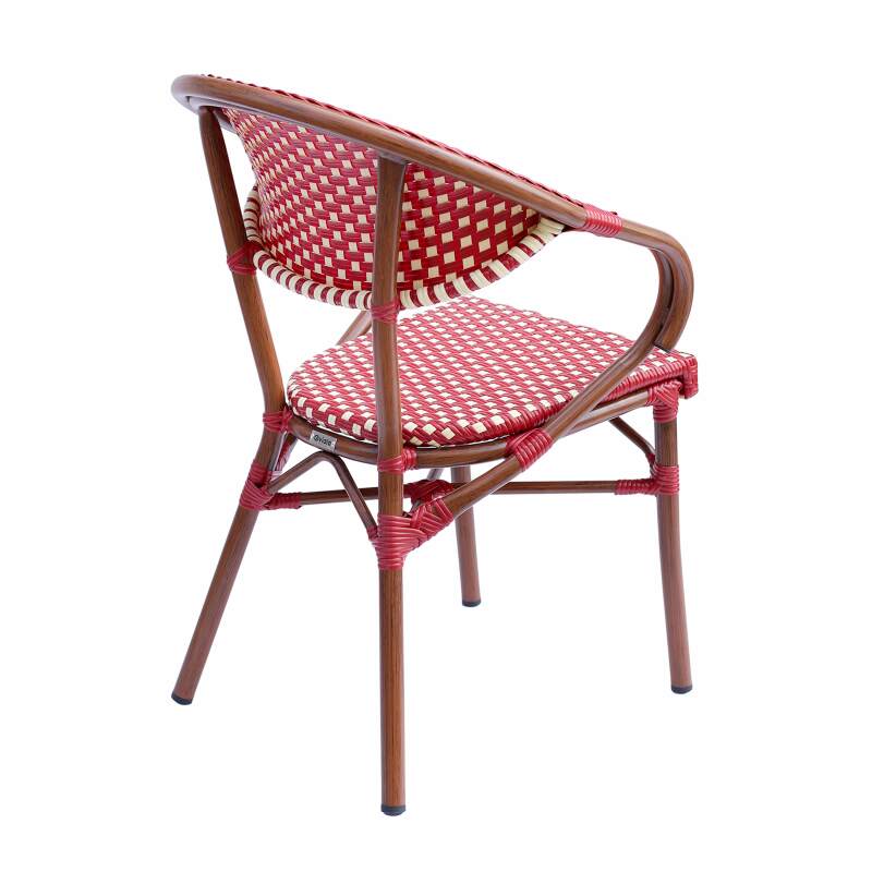 Chaise de bistrot parisien en aluminium et rotin synthétique