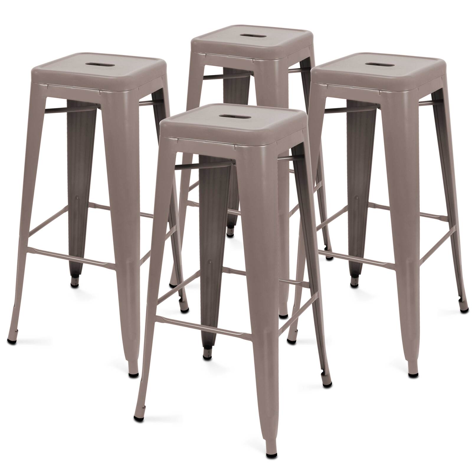 Lot de 4 tabourets en métal mat