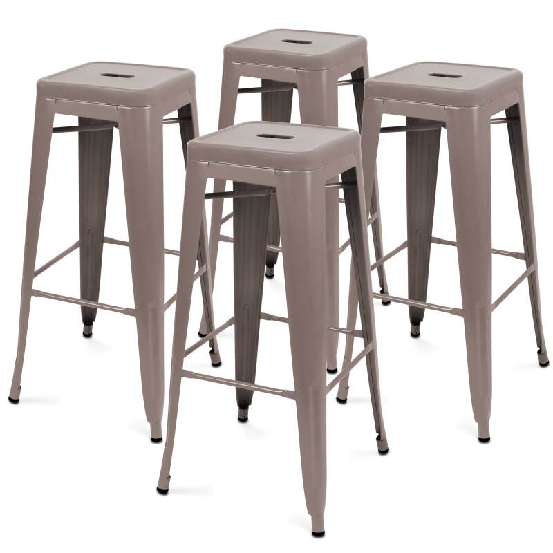 Lot de 4 tabourets en métal mat