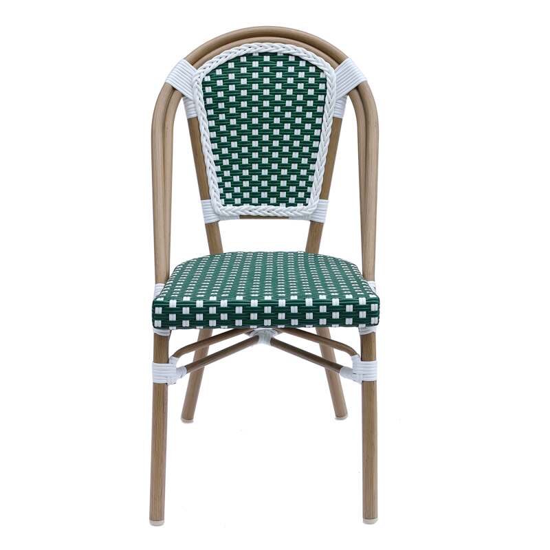 Chaise de bistrot parisien en aluminium et rotin synthétique