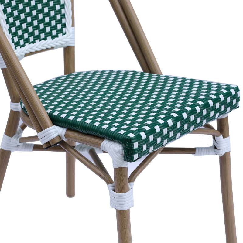 Chaise de bistrot parisien en aluminium et rotin synthétique