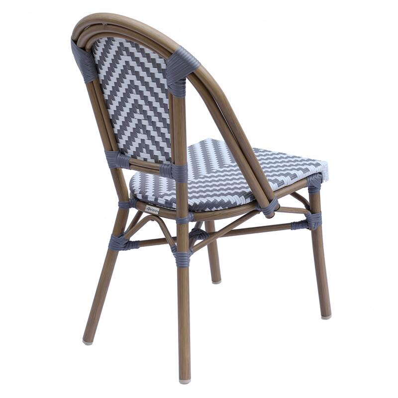 Chaise de bistrot parisien en aluminium et rotin synthétique