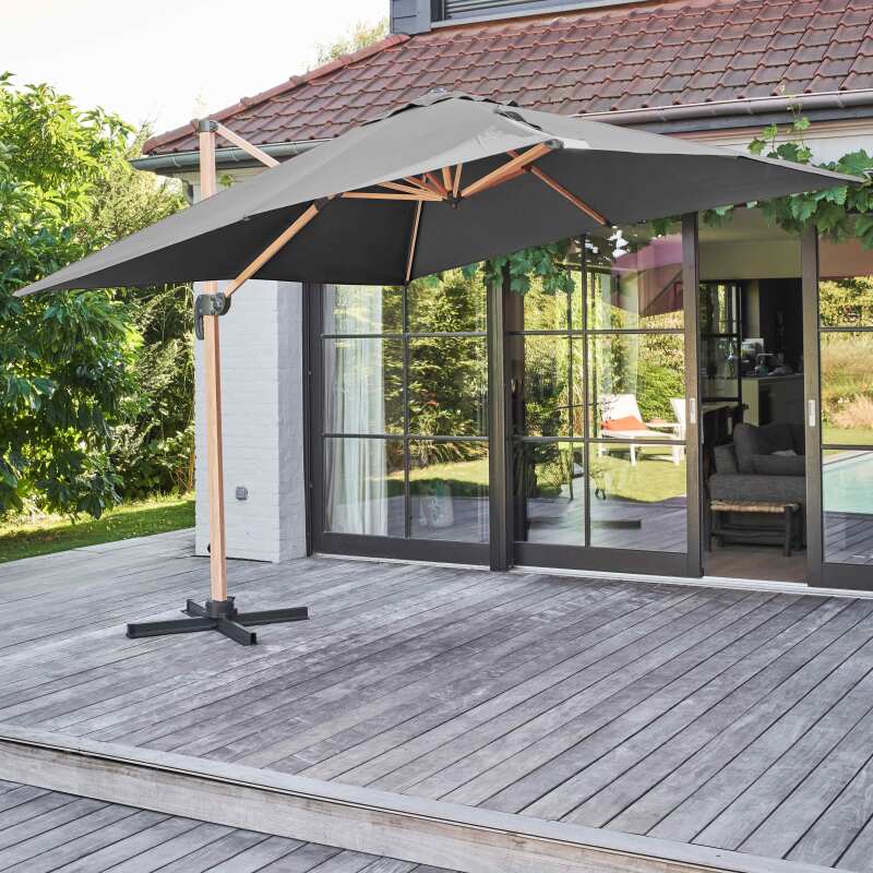 Parasol déporté carré rotatif 360° (3x3m) - 250g/m²