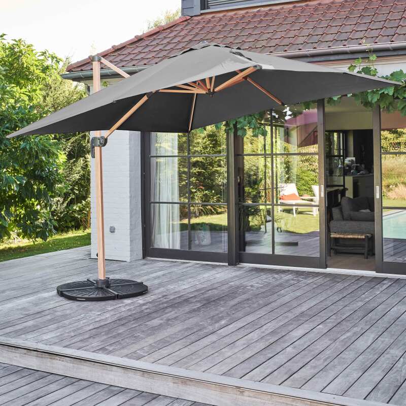 Ensemble parasol déporté inclinable carré (3 x 3m) 250g/m² + 4 dalles lestées (2/7)