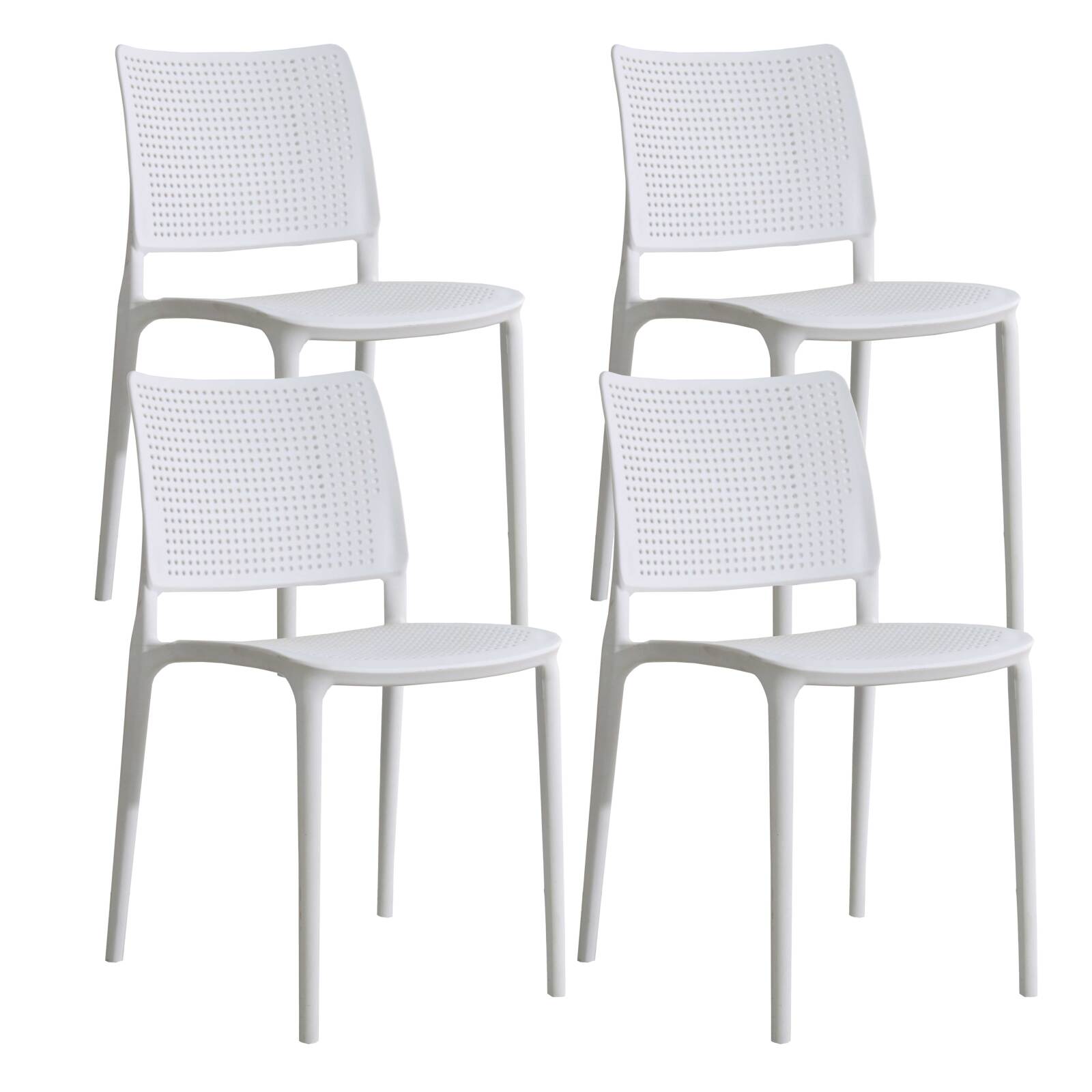 Lot de 4 chaises de terrasse en plastique