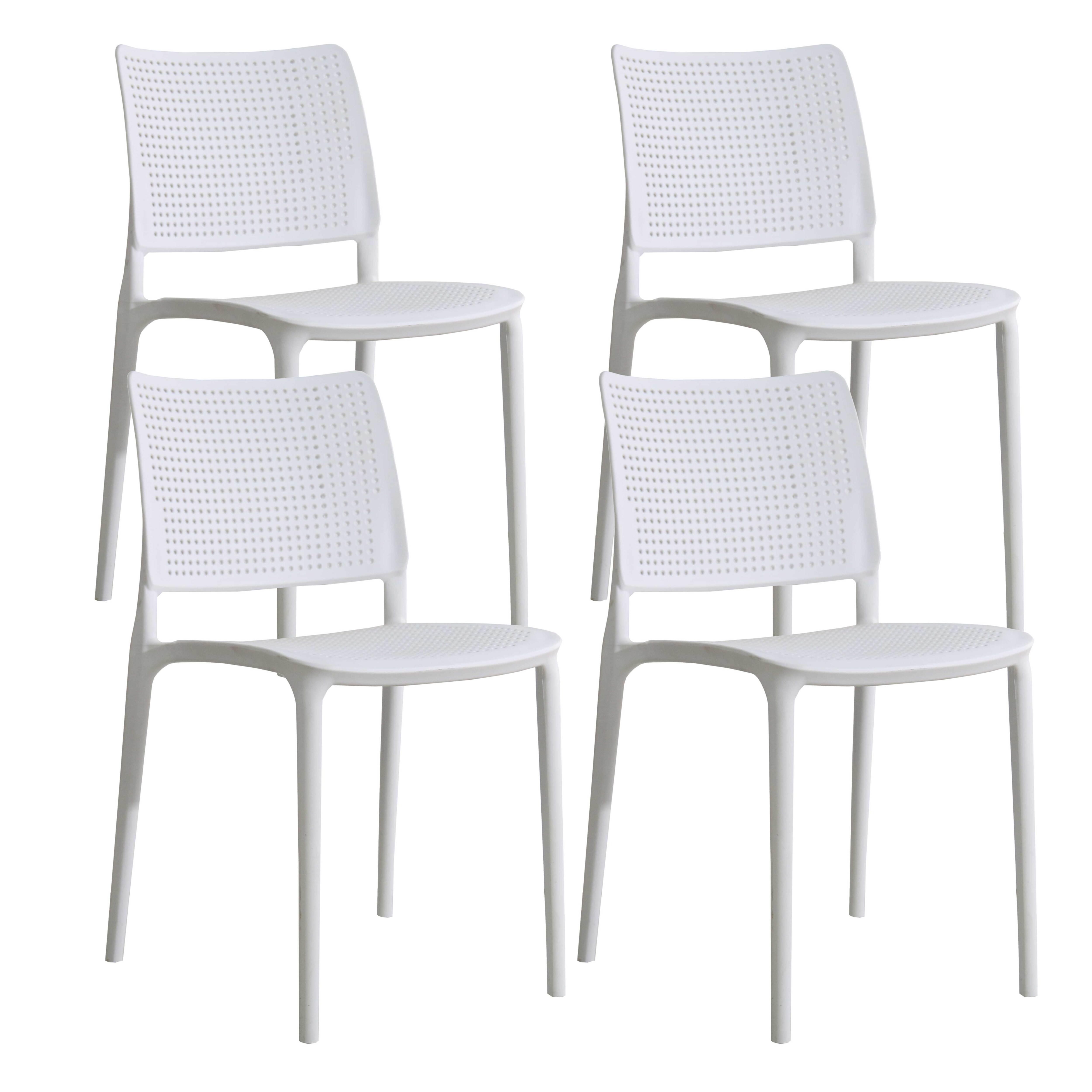 Chaises de terrasse de restaurant en plastique ajourées - Lot de 4