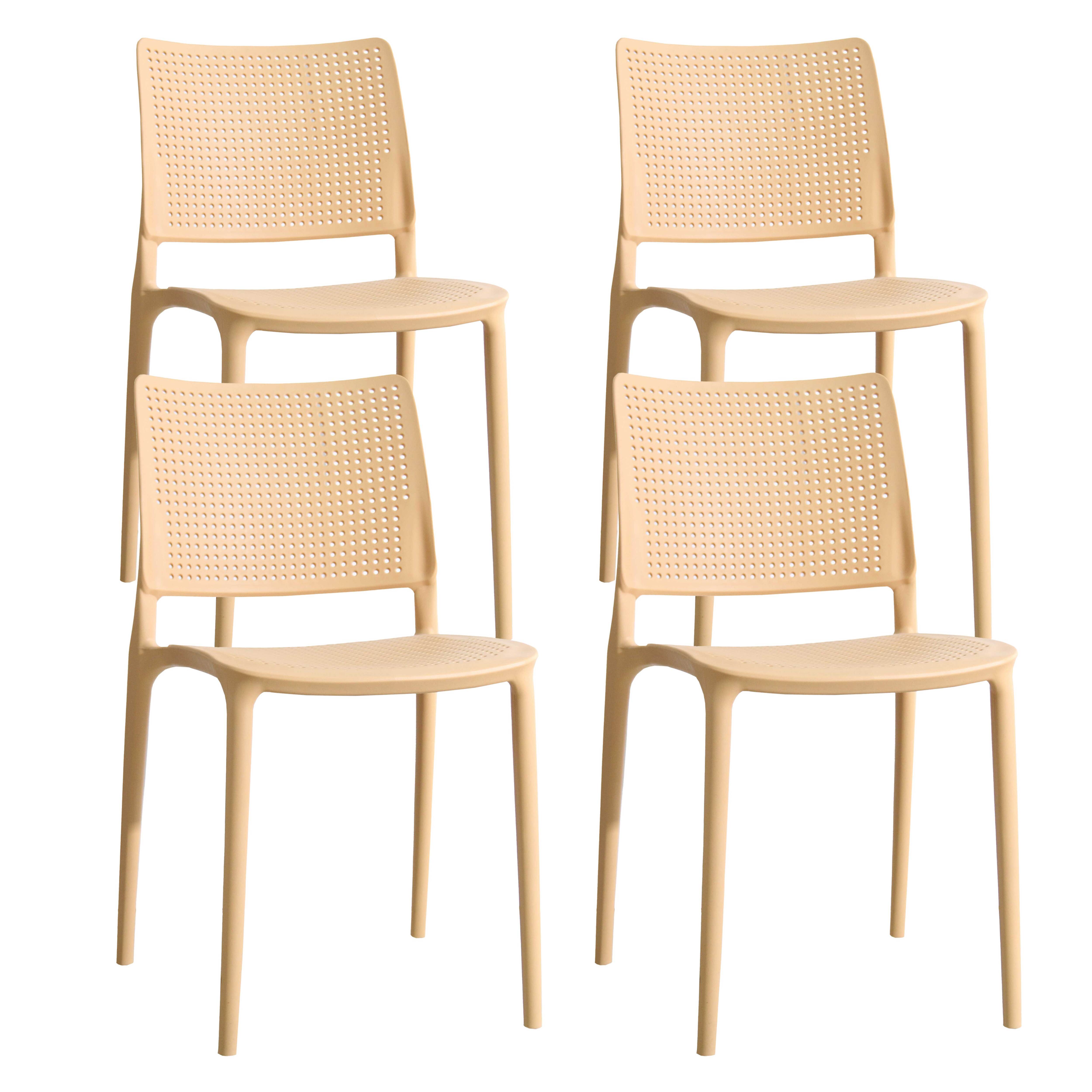 Chaises de terrasse de restaurant en plastique ajourées - Lot de 4