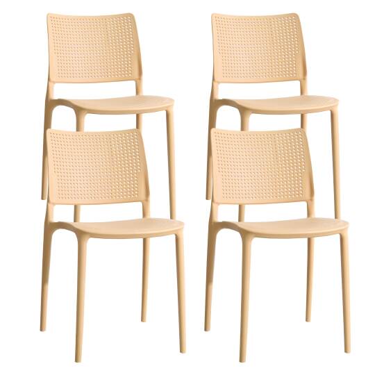 Chaises de terrasse de restaurant en plastique ajourées - Lot de 4 | Mobeventpro