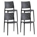 Lot de 4 chaises de terrasse en plastique