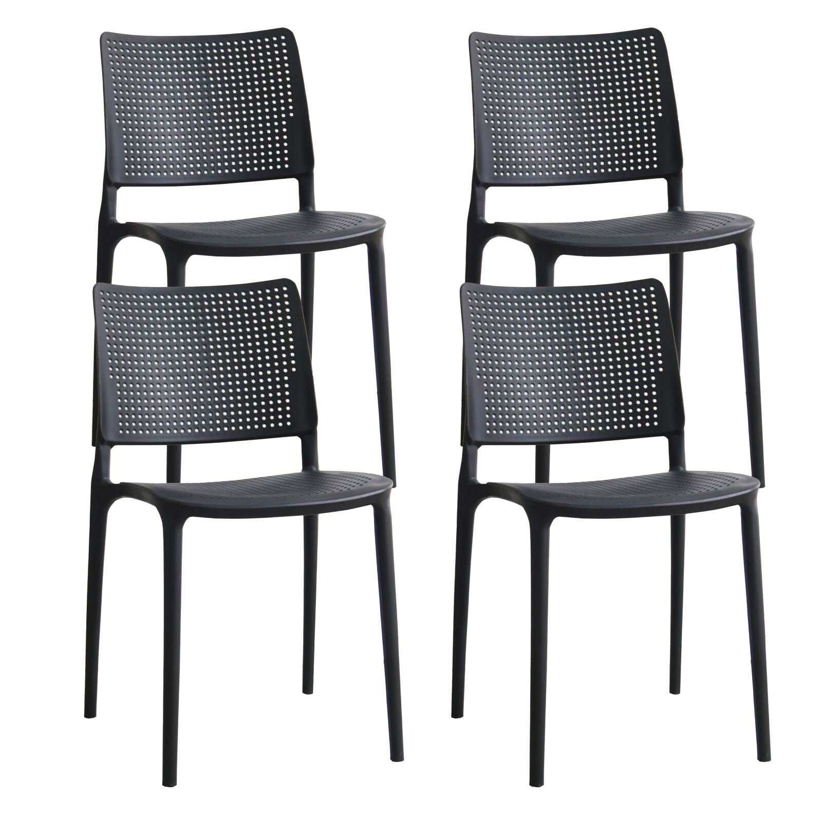 Lot de 4 chaises de terrasse en plastique