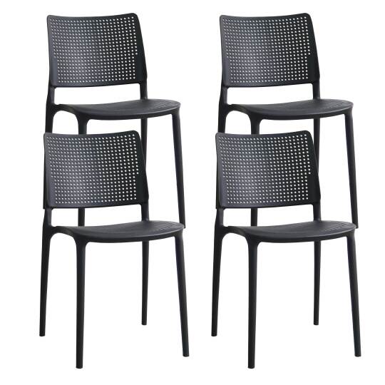 Chaises de terrasse de restaurant en plastique ajourées - Lot de 4 | Mobeventpro