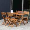 Table rectangulaire pliante (140x70x76) + 4 chaises pliantes en bois d'eucalyptus FSC®