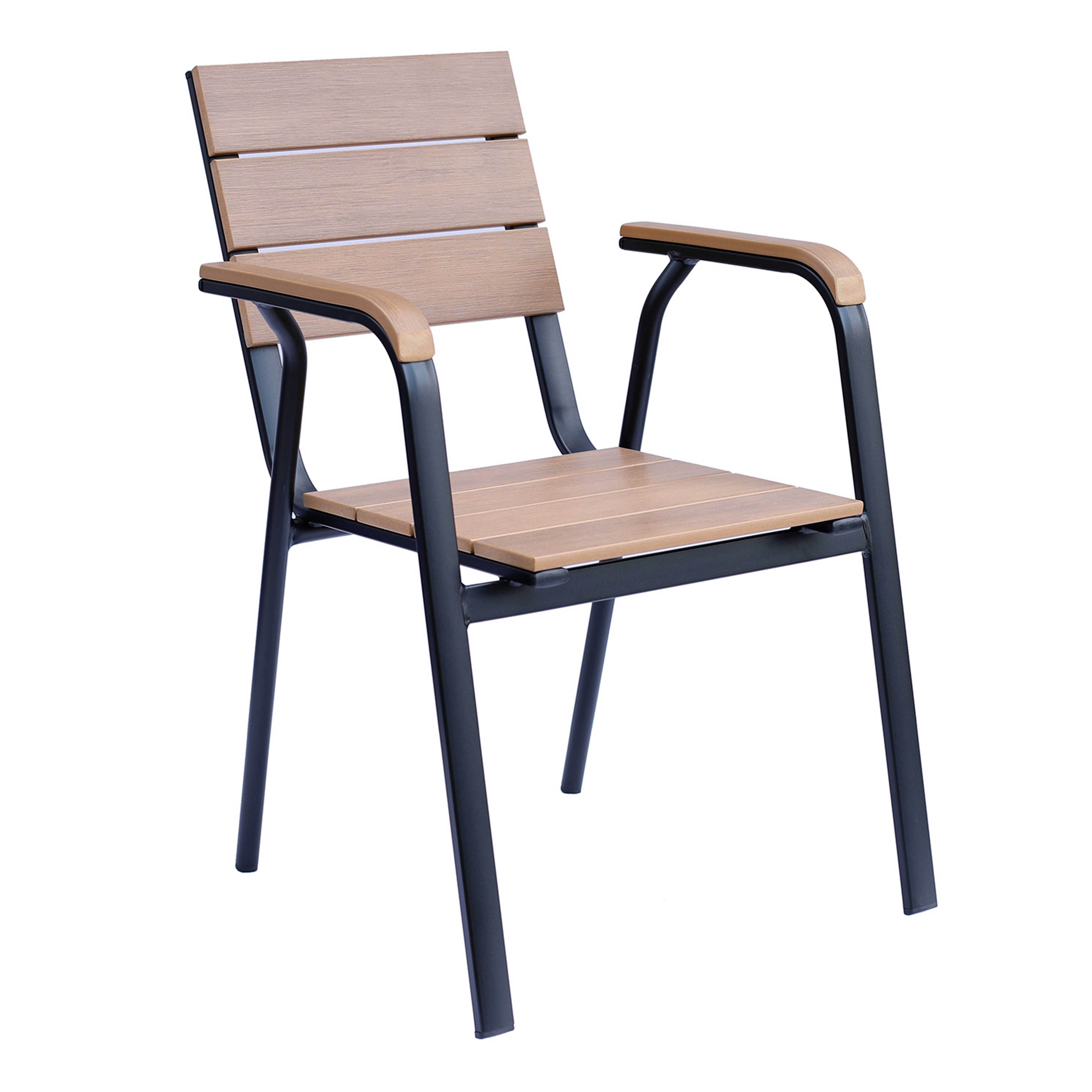 Chaise de terrasse de restaurant en aluminium et polywood avec accoudoirs