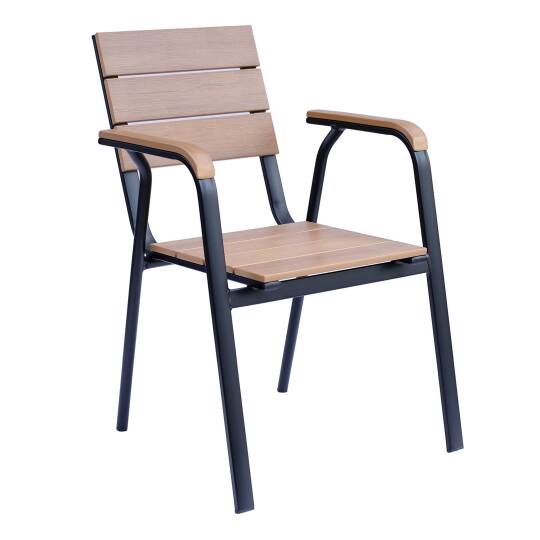 Chaise de terrasse avec accoudoirs en aluminium et polywood
