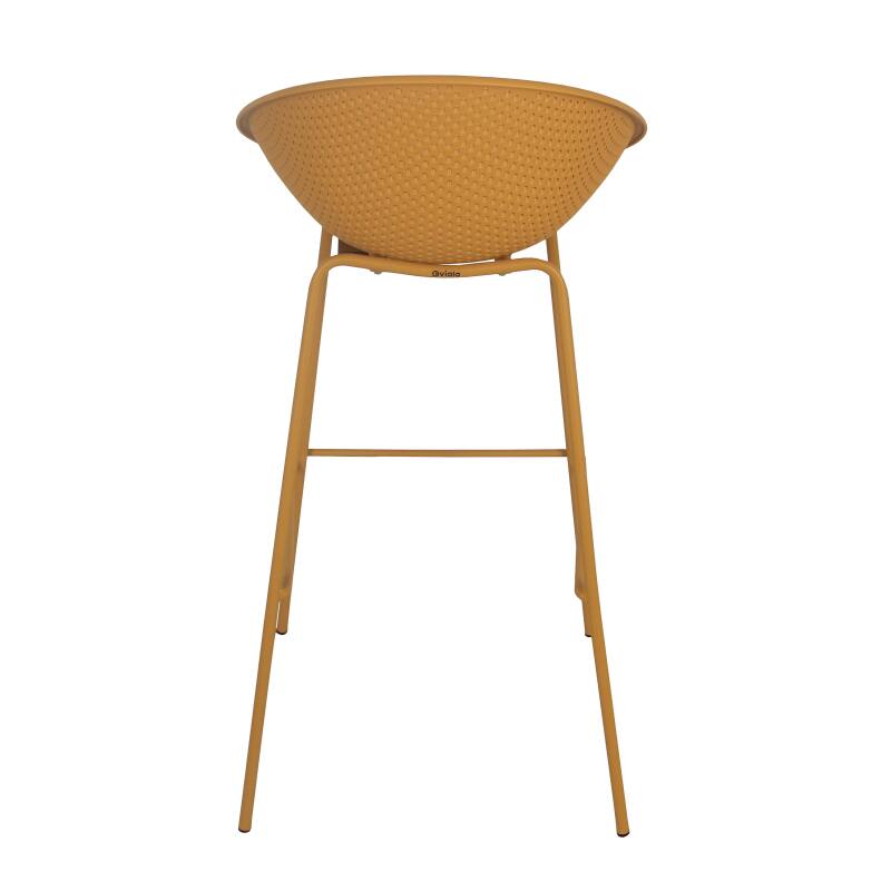 Lot de 4 chaises hautes de terrasse en plastique et acier