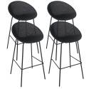 Lot de 4 chaises hautes de terrasse en plastique et acier