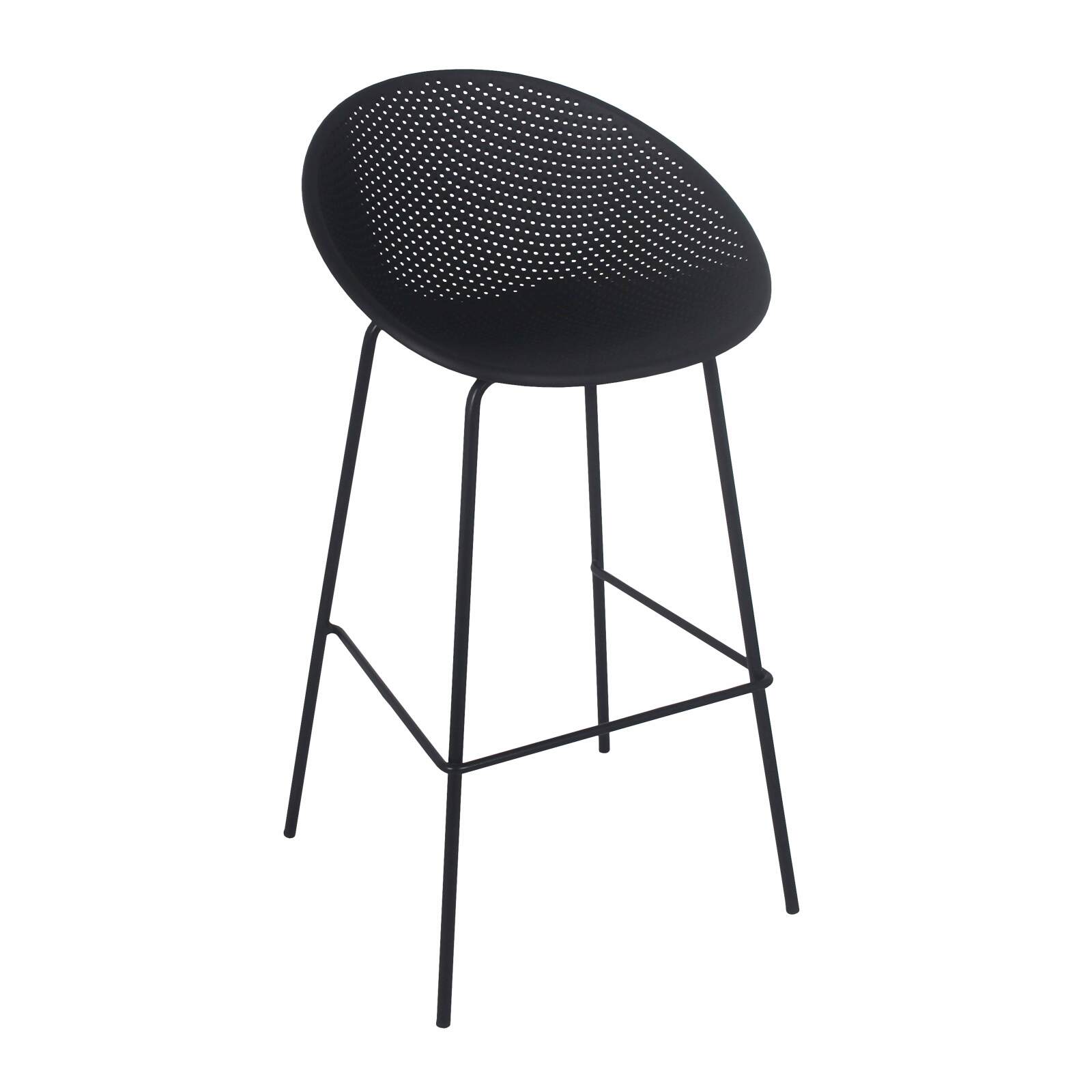 Lot de 4 chaises hautes de terrasse en plastique et acier Lot de 4 chaises hautes de terrasse en plastique et acier