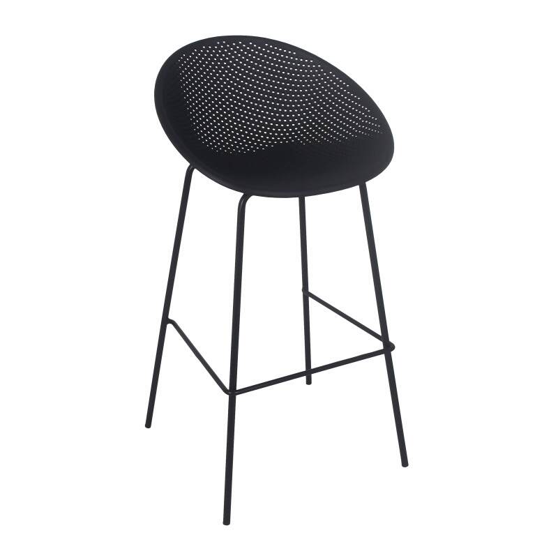 Lot de 4 chaises hautes de terrasse en plastique et acier