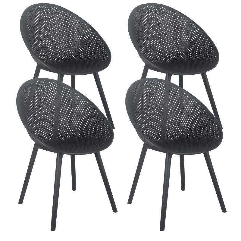 Lot de 4 chaises de terrasse en plastique