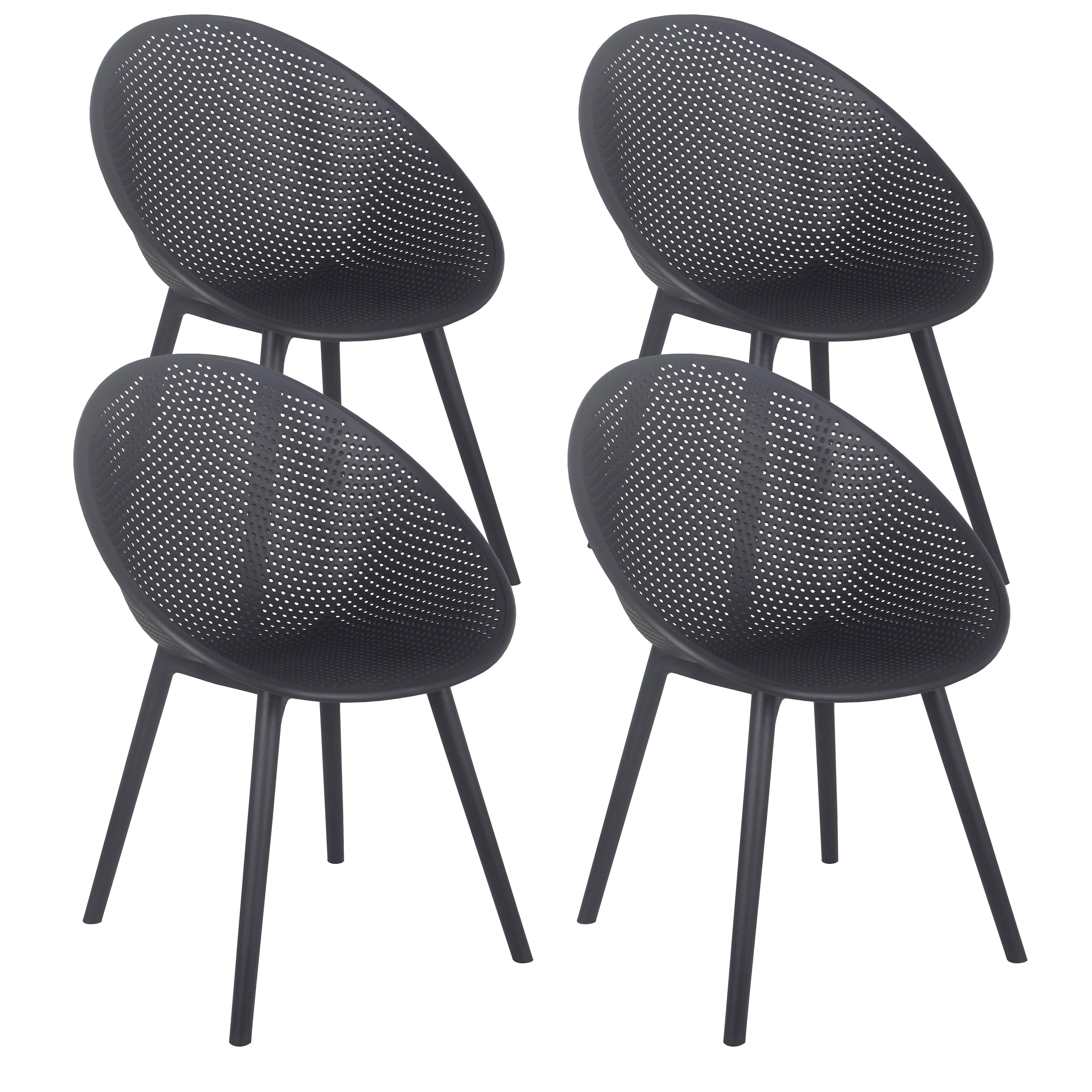 Chaises de terrasse de restaurant en plastique ajourées - Lot de 4
