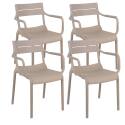 Lot de 4 chaises de terrasse avec accoudoirs en plastique