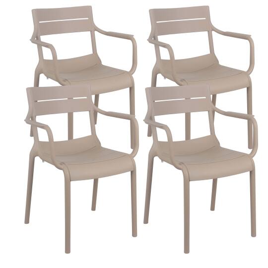 Chaises de terrasse de restaurant en plastique avec accoudoirs - Lot de 4 | Mobeventpro