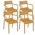 Lot de 4 chaises de terrasse avec accoudoirs en plastique