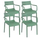 Lot de 4 chaises de terrasse avec accoudoirs en plastique