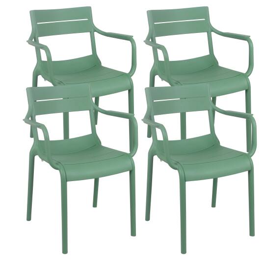 Chaises de terrasse de restaurant en plastique avec accoudoirs - Lot de 4 | Mobeventpro