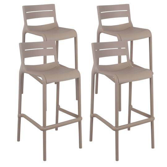 Chaises hautes de terrasse de restaurant en plastique - Lot de 4 | Mobeventpro