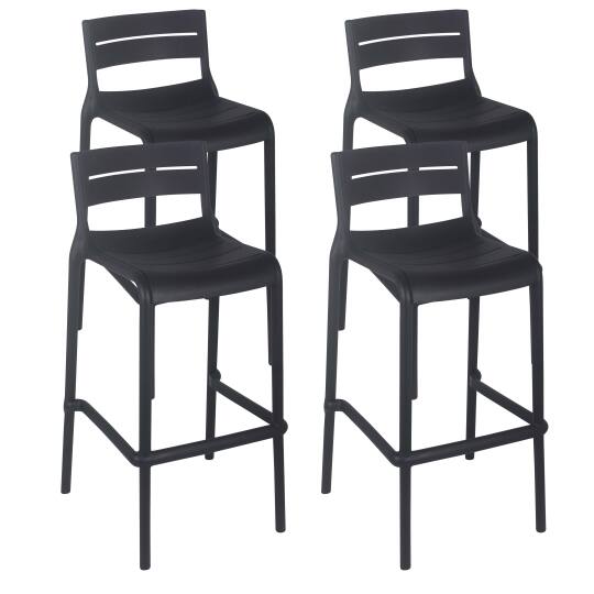 Lot de 4 chaises hautes de terrasse en plastique
