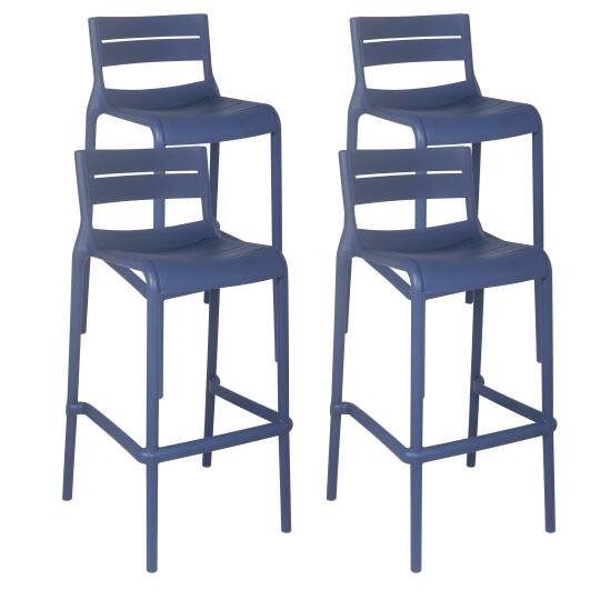 Chaises hautes de terrasse de restaurant en plastique - Lot de 4 | Mobeventpro