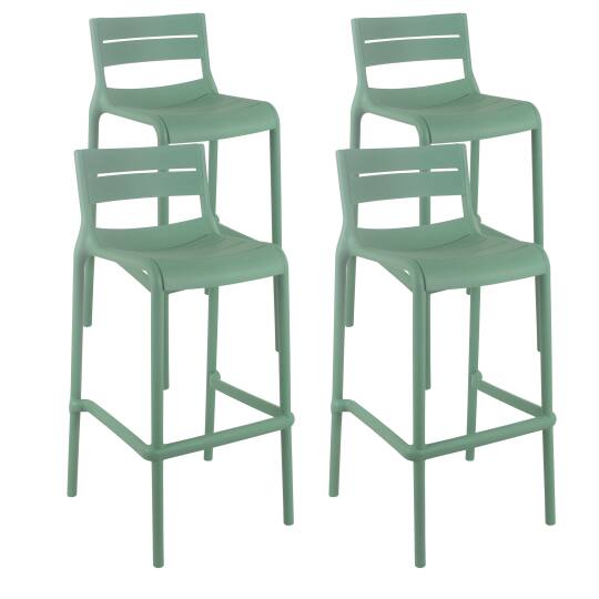 Lot de 4 chaises hautes de terrasse en plastique | Mobeventpro