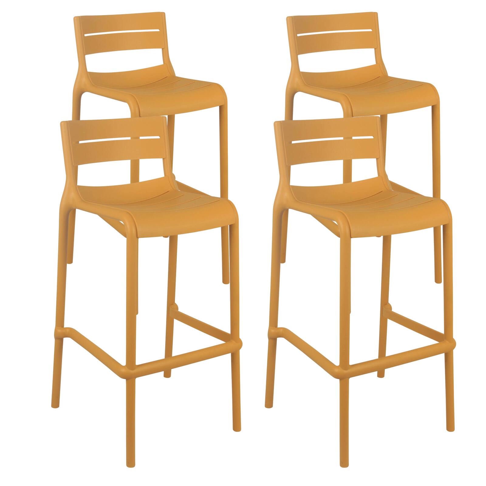 Lot de 4 chaises hautes de terrasse en plastique