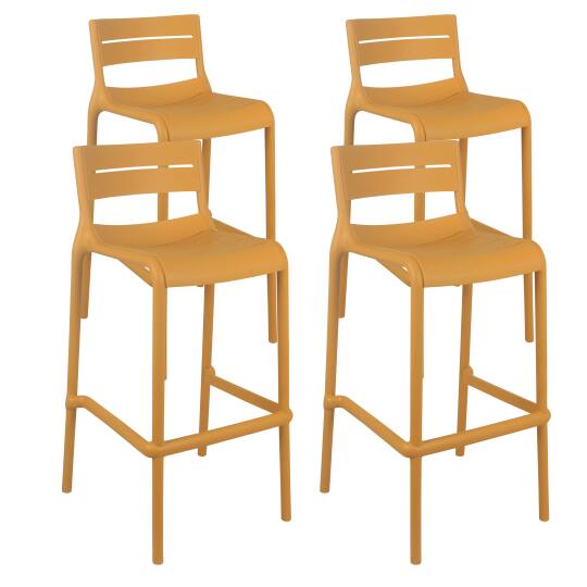 Chaises hautes de terrasse de restaurant en plastique - Lot de 4 | Mobeventpro