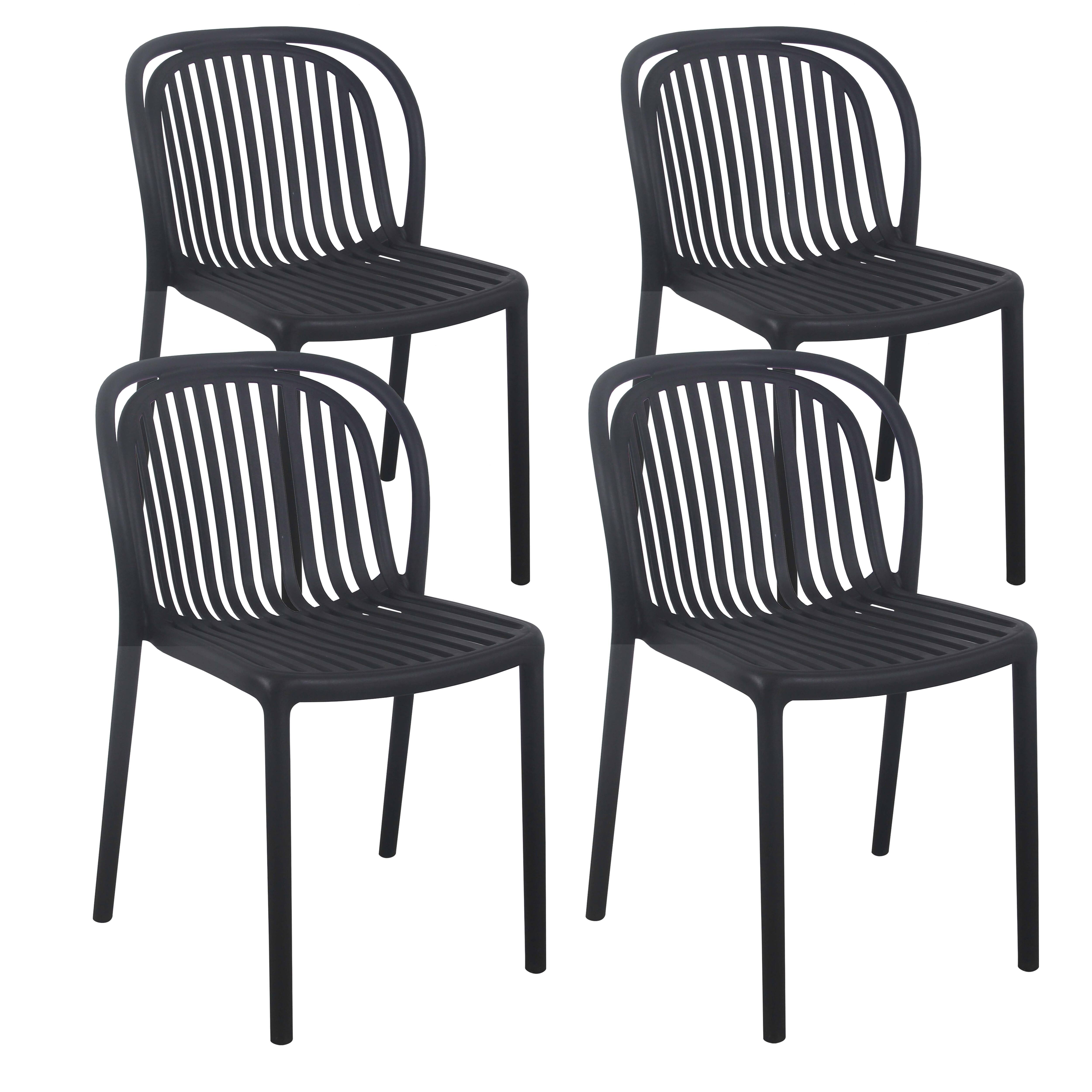 Chaises de terrasse de restaurant en plastique ajourées - Lot de 4