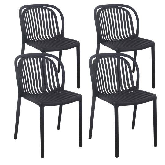 Lot de 4 chaises de terrasse en plastique