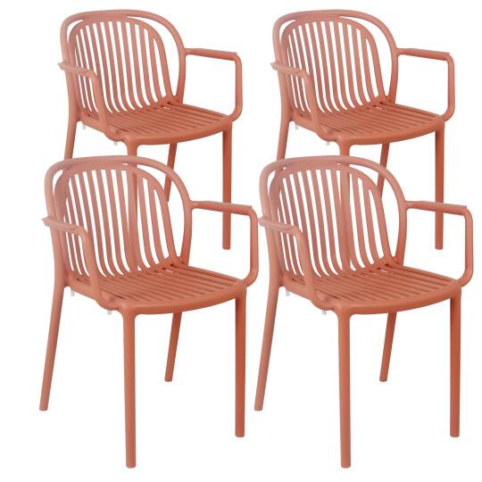 Chaises de terrasse de restaurant en plastique ajourées avec accoudoirs - Lot de 4 | Mobeventpro