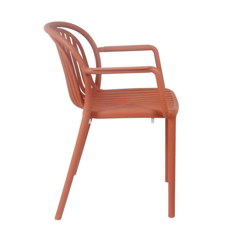 Lot de 4 chaises de terrasse avec accoudoirs en plastique