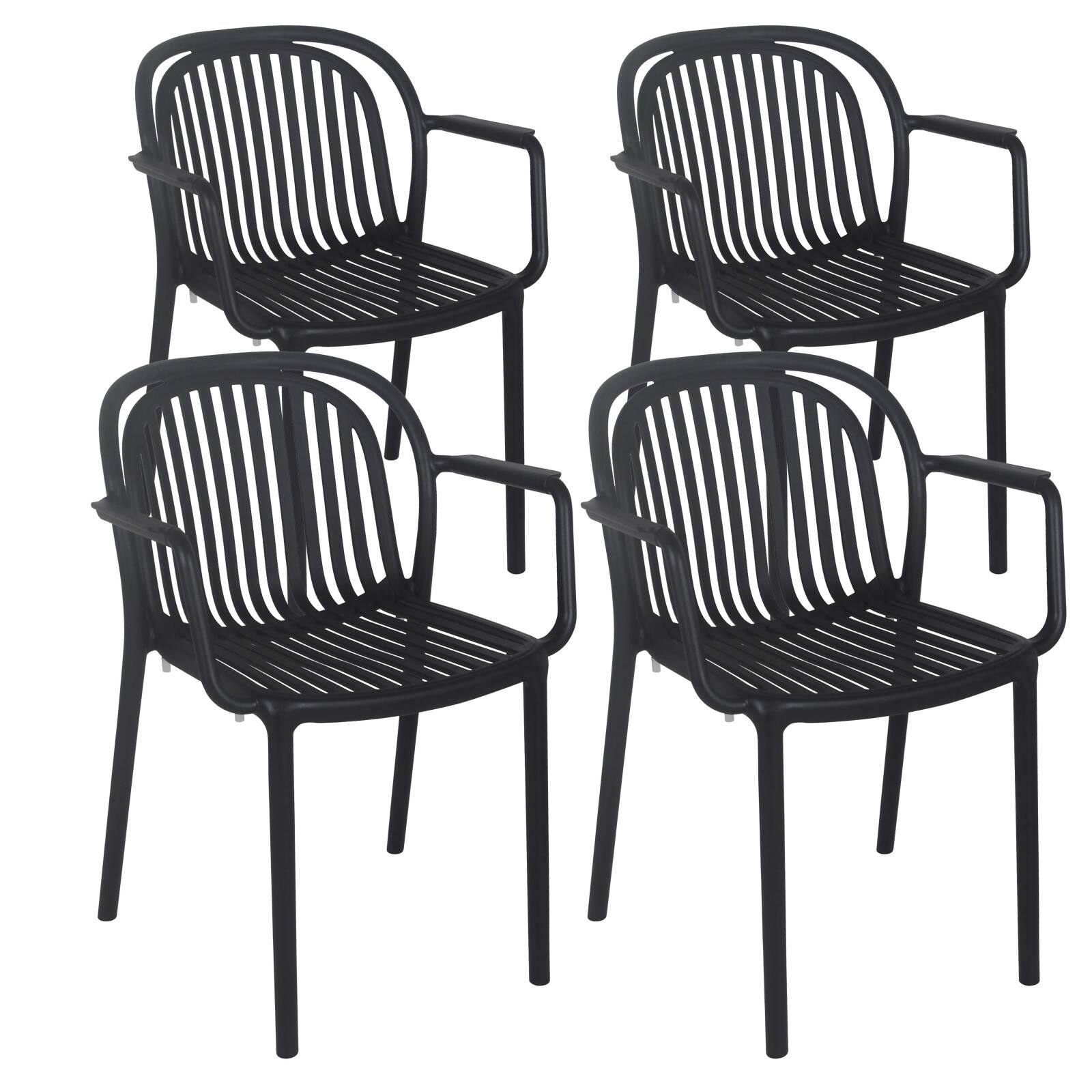 Lot de 4 chaises de terrasse avec accoudoirs en plastique