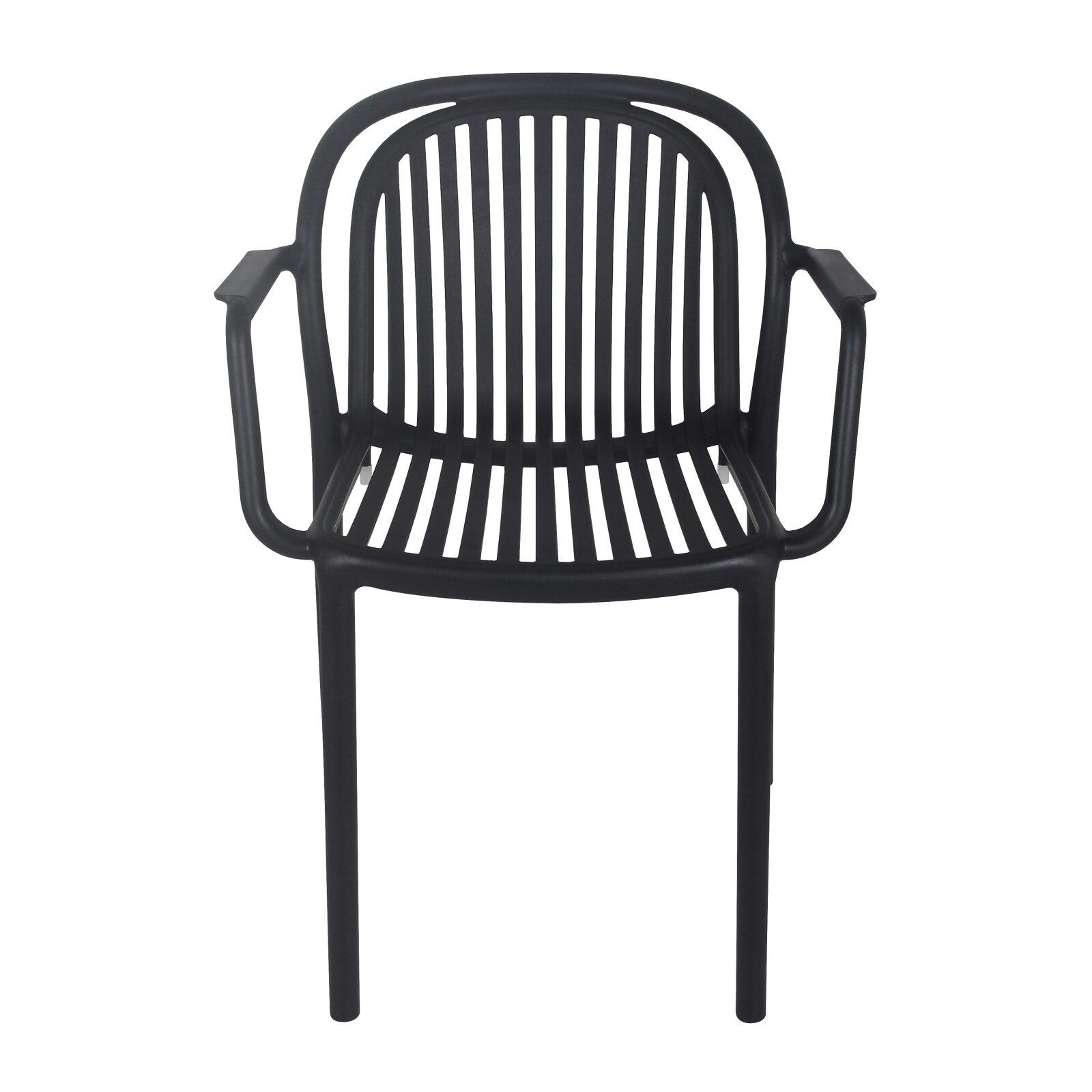 Lot de 4 chaises de terrasse avec accoudoirs en plastique