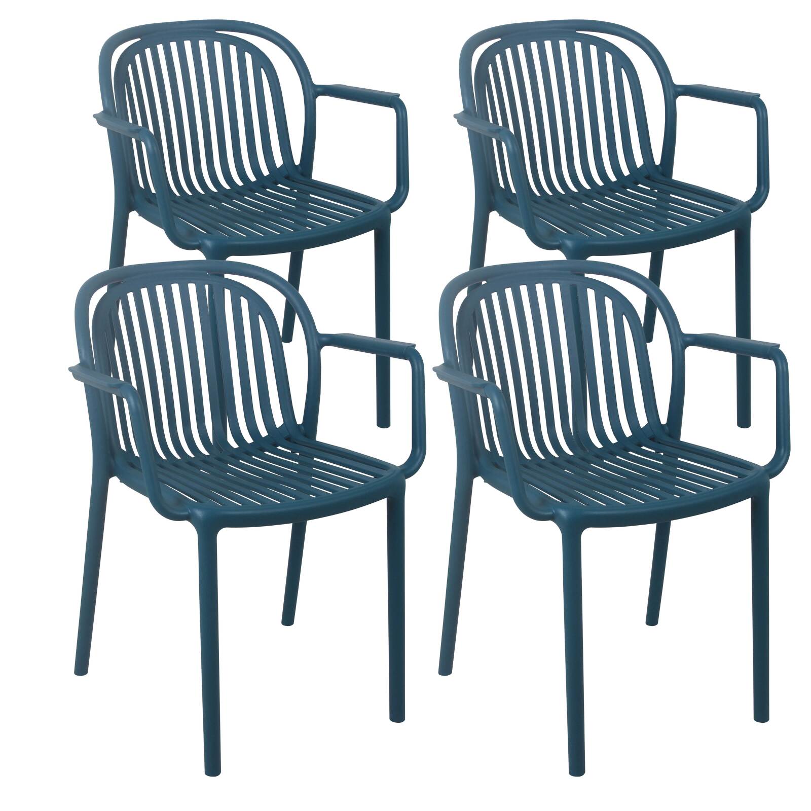 Lot de 4 chaises de terrasse avec accoudoirs en plastique Lot de 4 chaises de terrasse avec accoudoirs en plastique