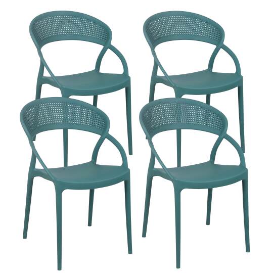 Chaises de terrasse de restaurant en plastique ajourées - Lot de 4 | Mobeventpro